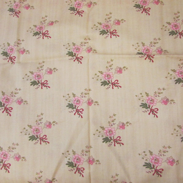 Vintage MODA by Robyn Pandolph Tan/Beige and Pink Floral Cotton Fabric, 45”W X 41"L - golden floral cotton by Moda