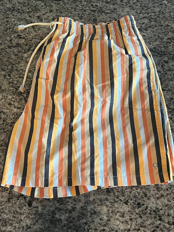 1990's Mens FACCONABLE Striped Polyester Swim Tru… - image 7