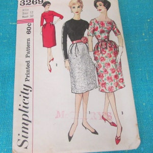 1950s Simplicity Sewing Pattern 3269 Fitted Dress Square Neck or Round Neck Waist Detail Size 12 Uncut~ 1950s formal dress