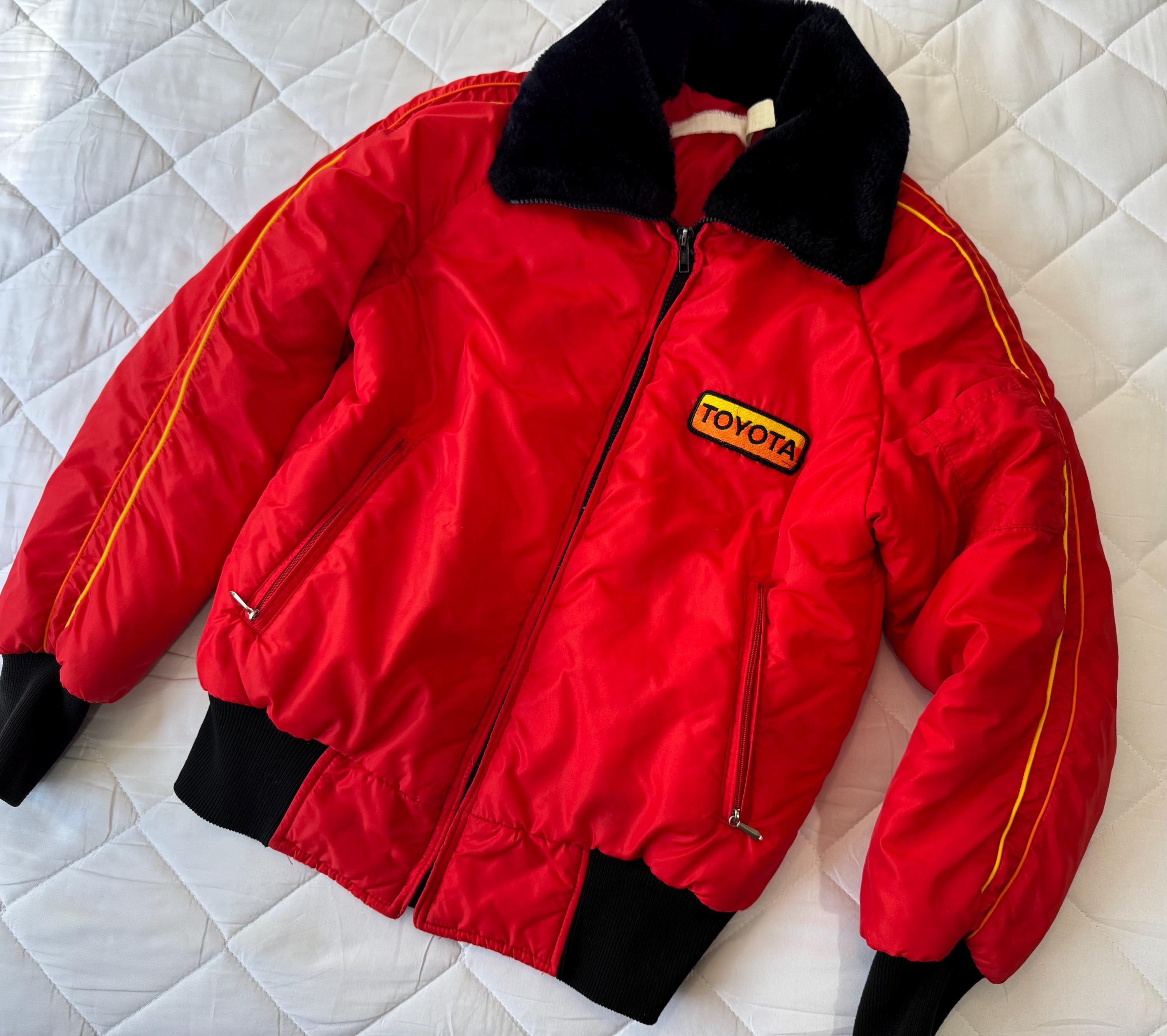 1980's Toyotaline Toyota Car Red Nylon Racing Puffer Bomber Jacket