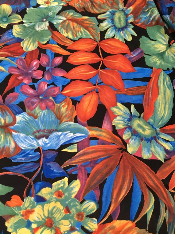 black floral chiffon fabric