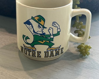 Vintage Notre Dame University Fightin Irish Leprechaun Mascot Ceramic Coffee Mug by Tripar Int’l- Notre Dame University migu