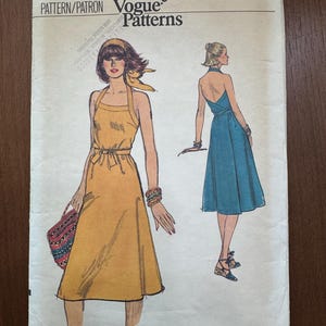 RARE 1977 Vogue Sewing Pattern 9757 Misses Halter top Wrap Short Dress  Size 10 cut- wrap dress pattern