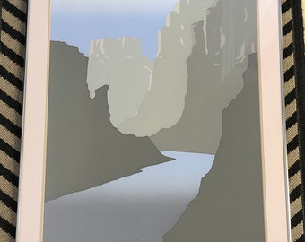 1985 Limited Edition Serigraph TWIN MESA Canyon Landscape in Blue and Gray Tones in the Style of Jerry Schurr 180/300 signed in corner