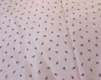Vintage JOAN KESSLER for Concord Fabrics Beige and Pink Mini Floral Cotton Fabric, 46" W X 36"; vintage fabric, shirt fabric,