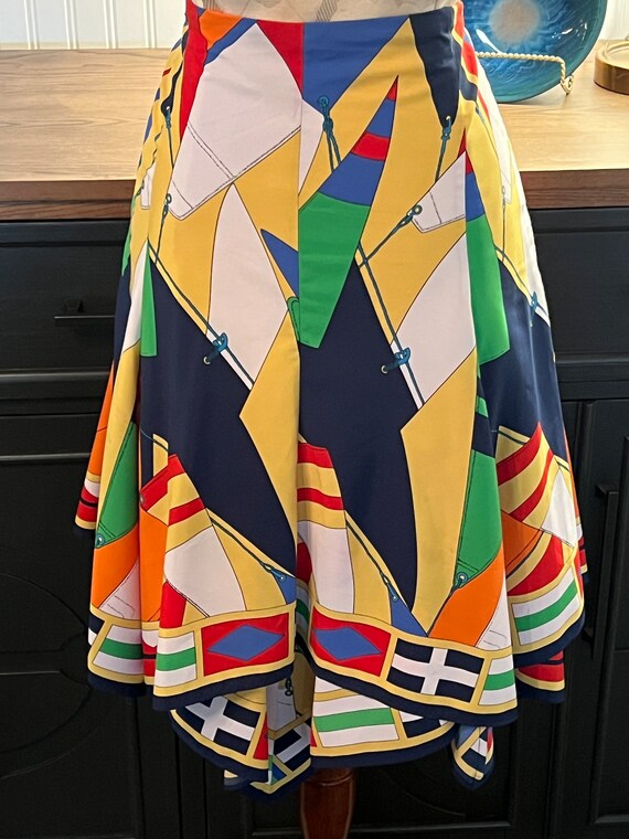 Lauren Ralph Lauren Nautical Print Handkerchief Hem Skirt
