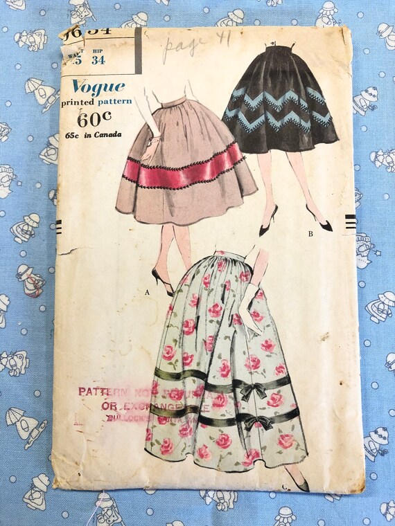 RARE 1950's Vogue Sewing Pattern 9654 Misses Full Sweep | Etsy