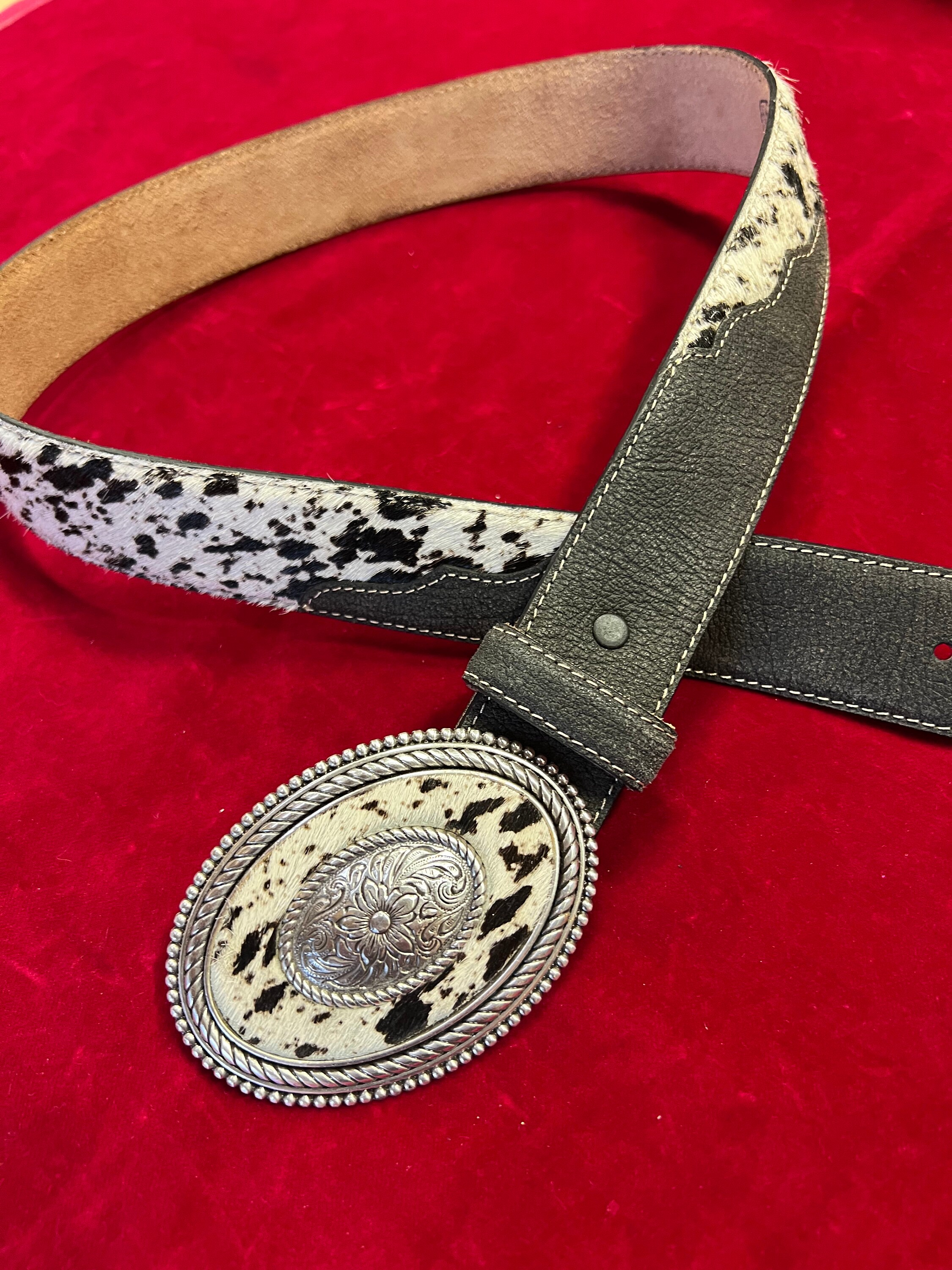 RARE TONY LAMA Western Unisex Black Leather Belt With Silver - Etsy