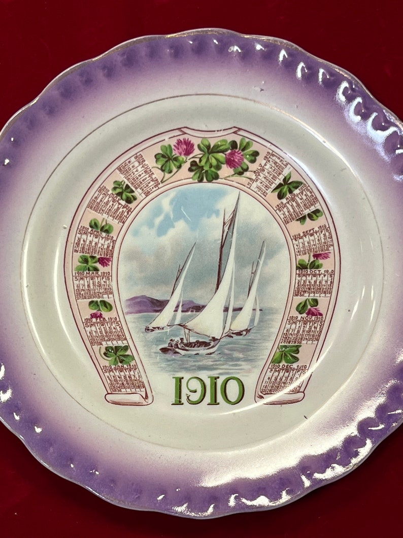 Antique 1910 Carnation Mcnicol Calendar Plate Purple Etsy