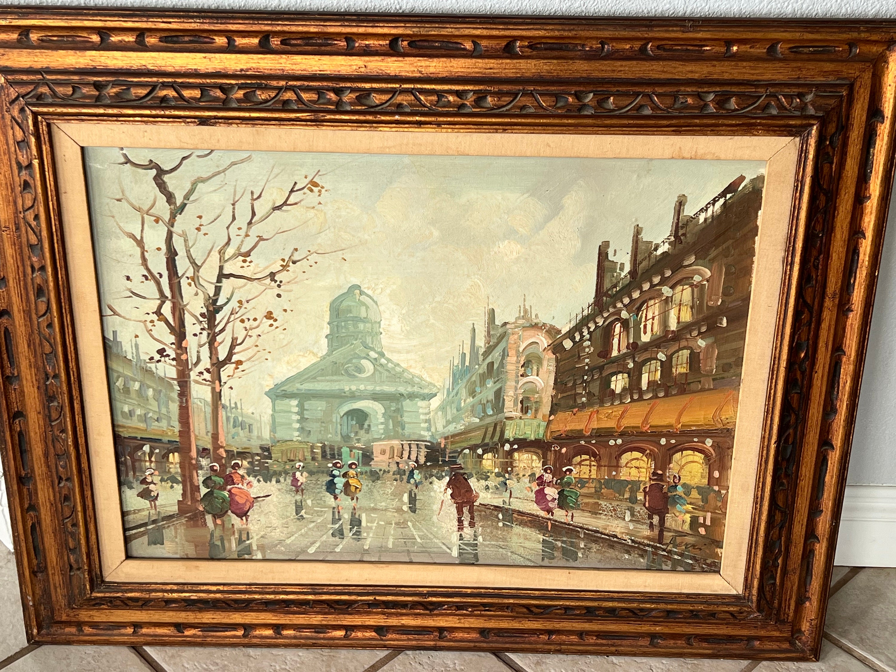 MCM Large FERRI Signed Impressionist Paris Street Scene Oil
