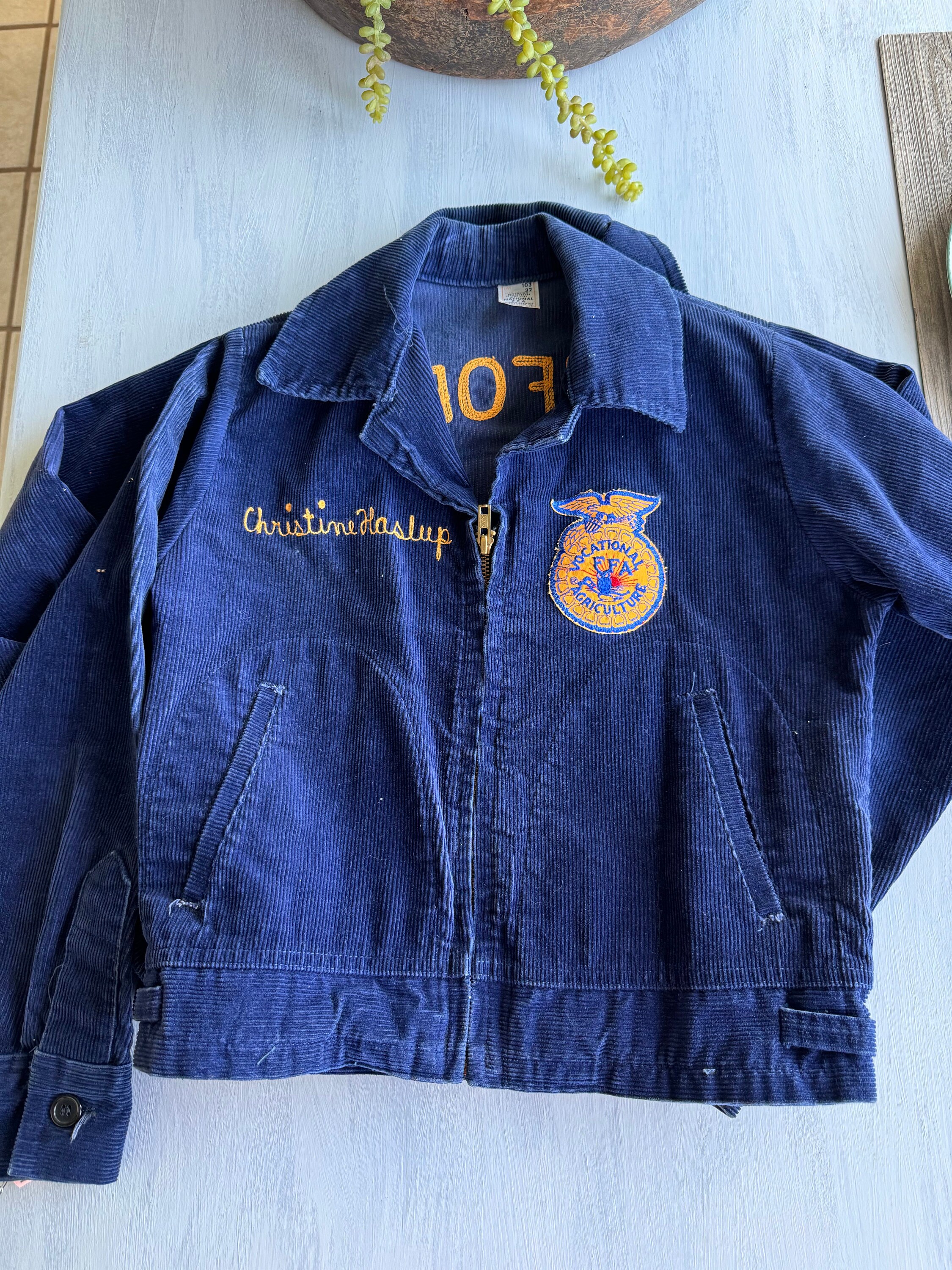 National FFA Navy Blue Corduroy Jacket “christine Haslup
