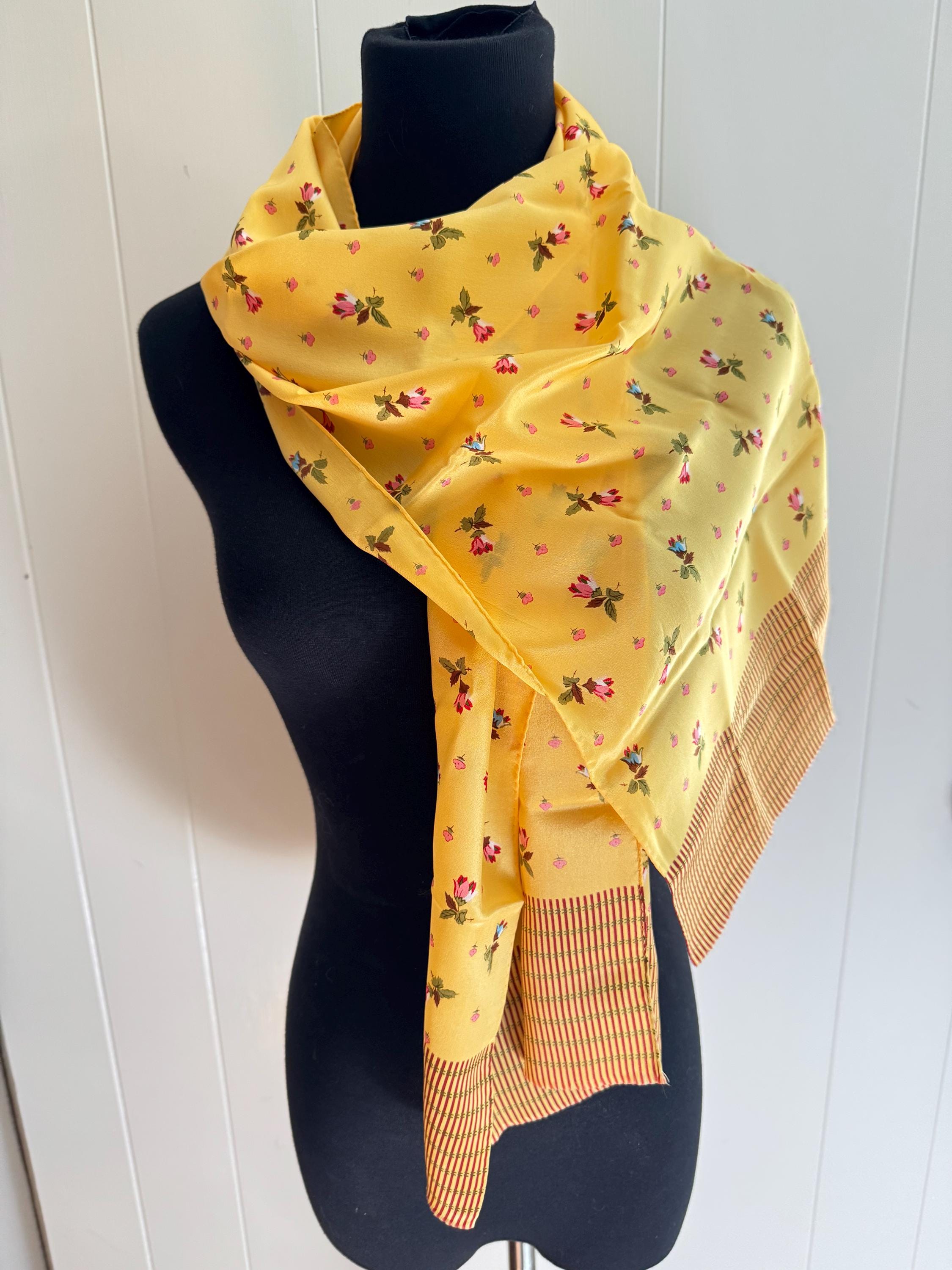 Vintage MMA Yellow Silk Floral Scarf the Metropolitan Museum of