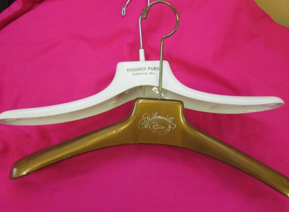 2 RARE Vintage Thick Plastic Mademoiselle Furs & Rougier Furs Advertising Clothes  Hangers Vintage Coat Hanger, Advertising Hangers 