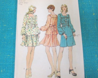 1973 Simplicity Sewing Pattern 6021 Misses Short Dress and Two Piece Short Dress, Size 12; UNcut - mini dress, flared skirt dress