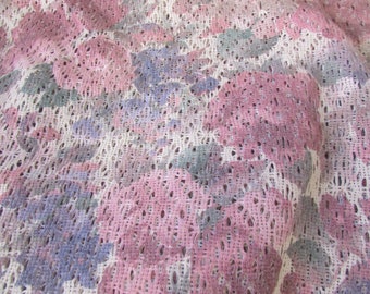 Vintage Woven Floral Pastel Cotton Blend Knit Fabric, 73" x BTY; Jacket fabric, Interesting Fashion, cape fabric, skirt fabric