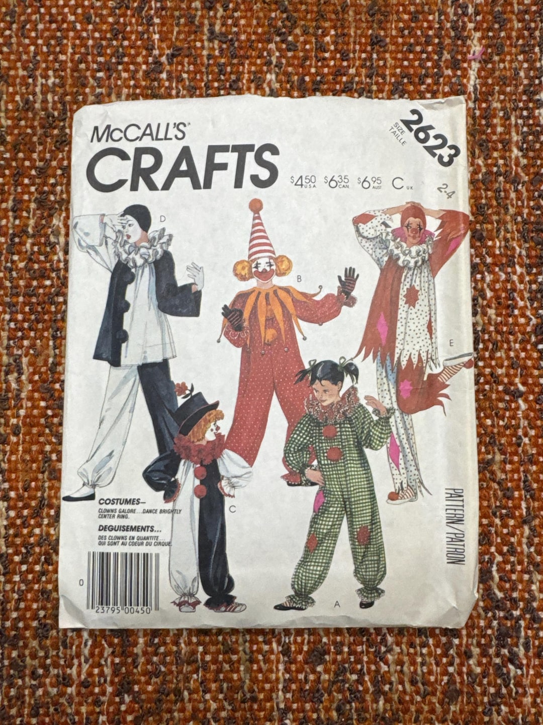 1986 Mccalls Sewing Pattern 2623 Children’s Halloween Costumes Clown or ...