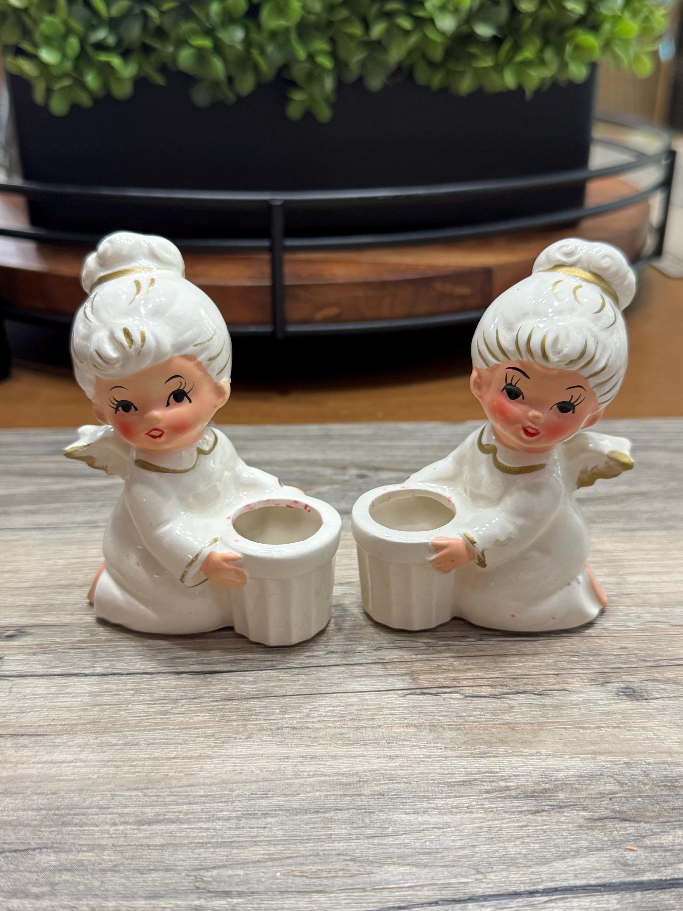 ビンテージ/ クリスマス村の装飾品/アダプター付き ヴィンテージ パークレーン セラミック クリスマスガールエンジェル