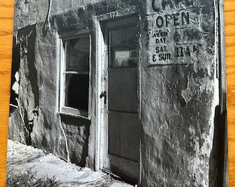 Original 1950-60’s Black & White Photo of Old Cafe Front on Adobe Building in Western Town 11” x. 14”- western photography, Southwest art