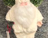 RARE 1992 Ino Schaller Christopher Radko Polar Bear Santa Claus Paper Mache Candy Container Statue 12 quot Tall with Tree in Hand- Radko Santa