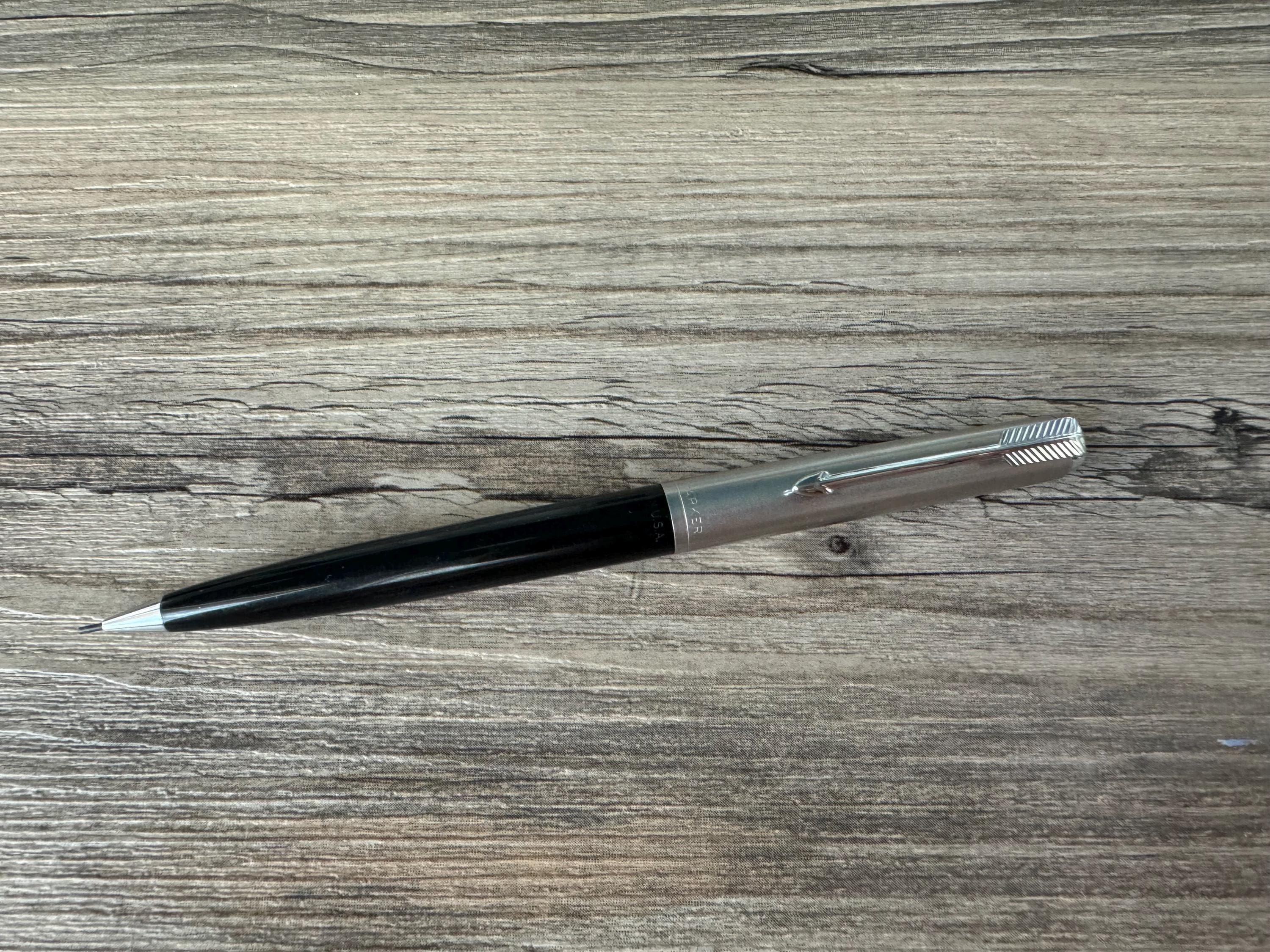 Vintage Parker Mechanical Twist Pencil Black & Chrome 5” With