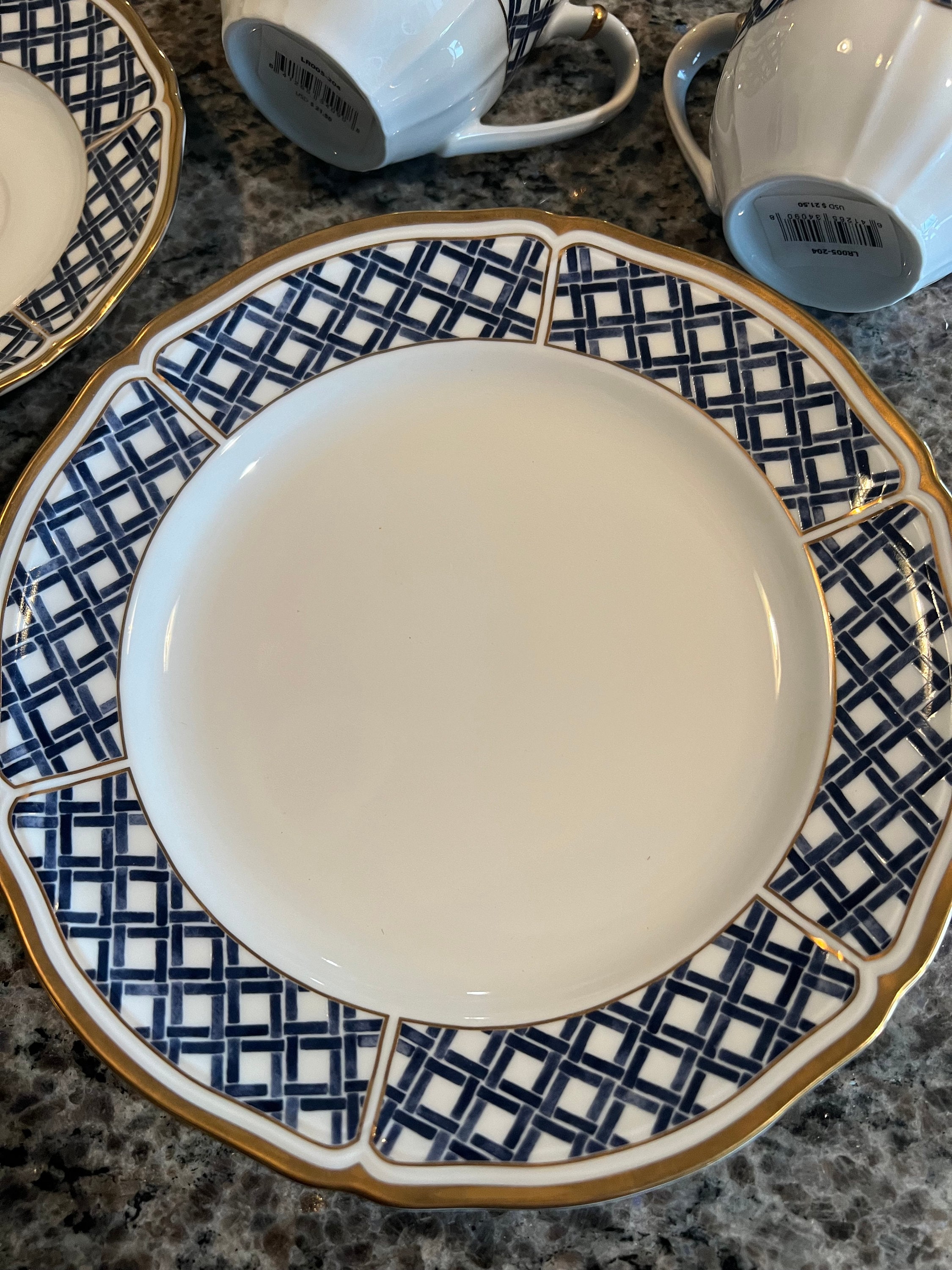 Ralph Lauren “lattice” Cobalt Blue Lattice W/gold 2 5 PC Place