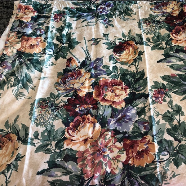 Vintage Romantic Floral Chintz Scotchgard Upholstery Lined Drape or Fabric 52” w x BTY - floral Cotton upholstery fabric, floral drapes