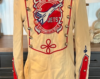 1960 Fruhauf Cardinal Red Band Uniform Military Style Jacket Embroidery  Marching