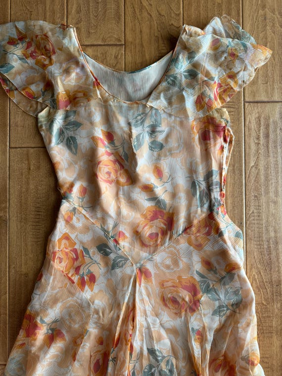 TRUE 1920/30's Floral Organza Long Ball Gown Dres… - image 2