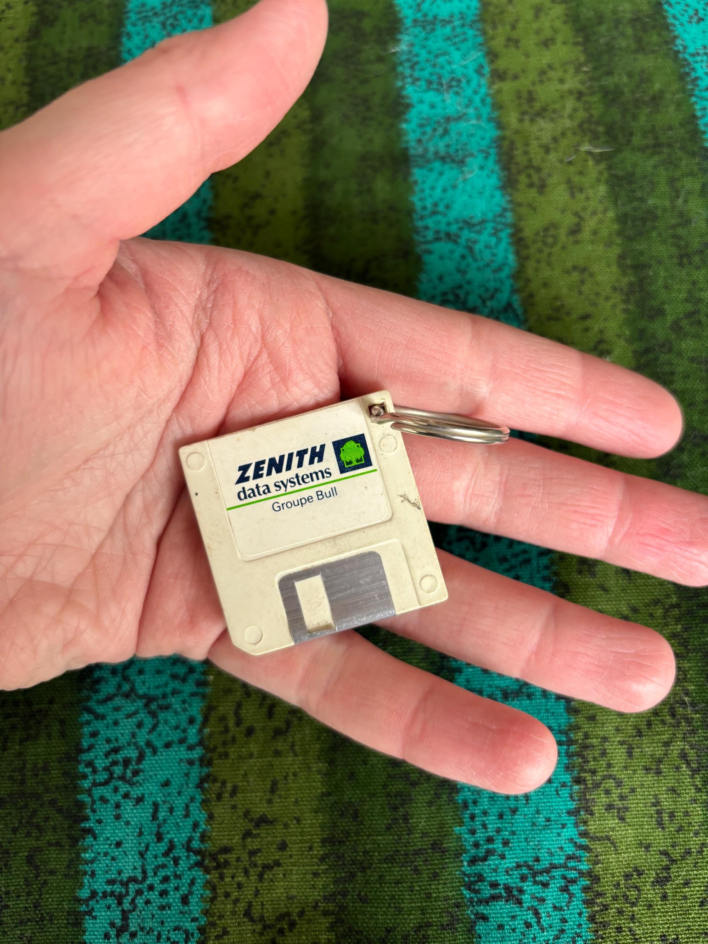 Zenith Data Systems Keychain Shaped Like a 3.5-inch Floppy Disk