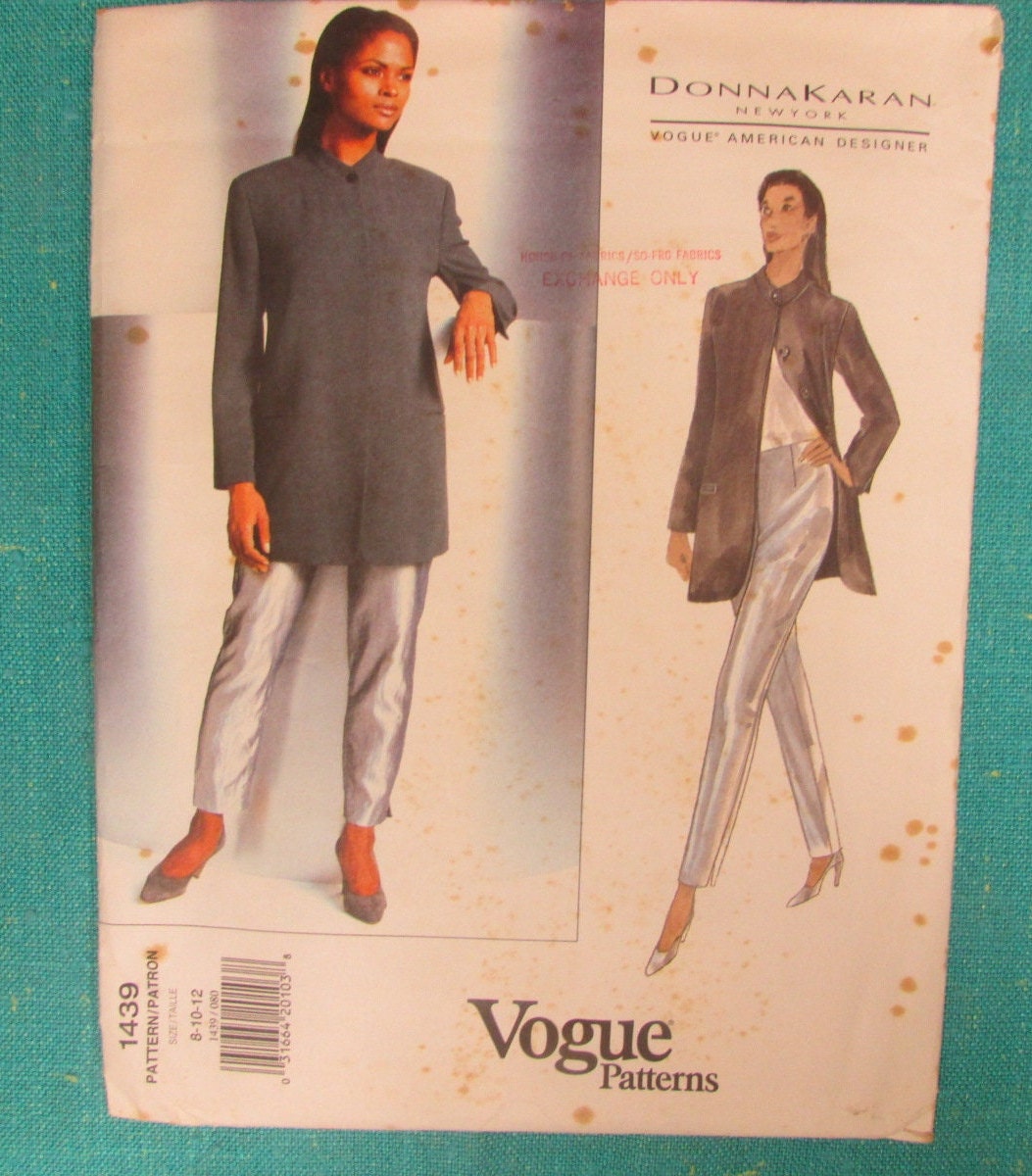 RARE 1994 Vogue Sewing Pattern 1439 DONNA KARAN Misses Loose