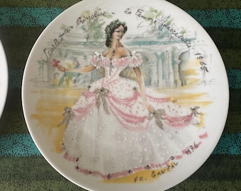 D' Arceau Limoges  Scarlett in Crinoline Women of the Century Wall Plate 8 1/2”-female fashion plate, Scarlett O' Hara plate