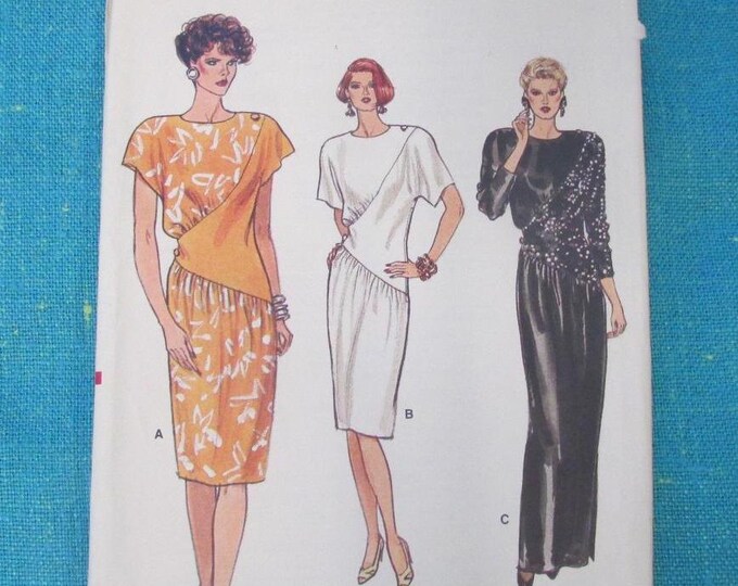 1986 Vogue Sewing Pattern 9620 Misses Side Detail Evening Dress in 2 ...