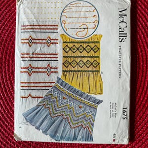 1951 Mccalls Sewing Pattern 1675 Girls Smocking Transfer Pattern Uncut- smock pattern