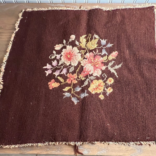Floral Needlepoint Pillow Seat Cushion Etsy