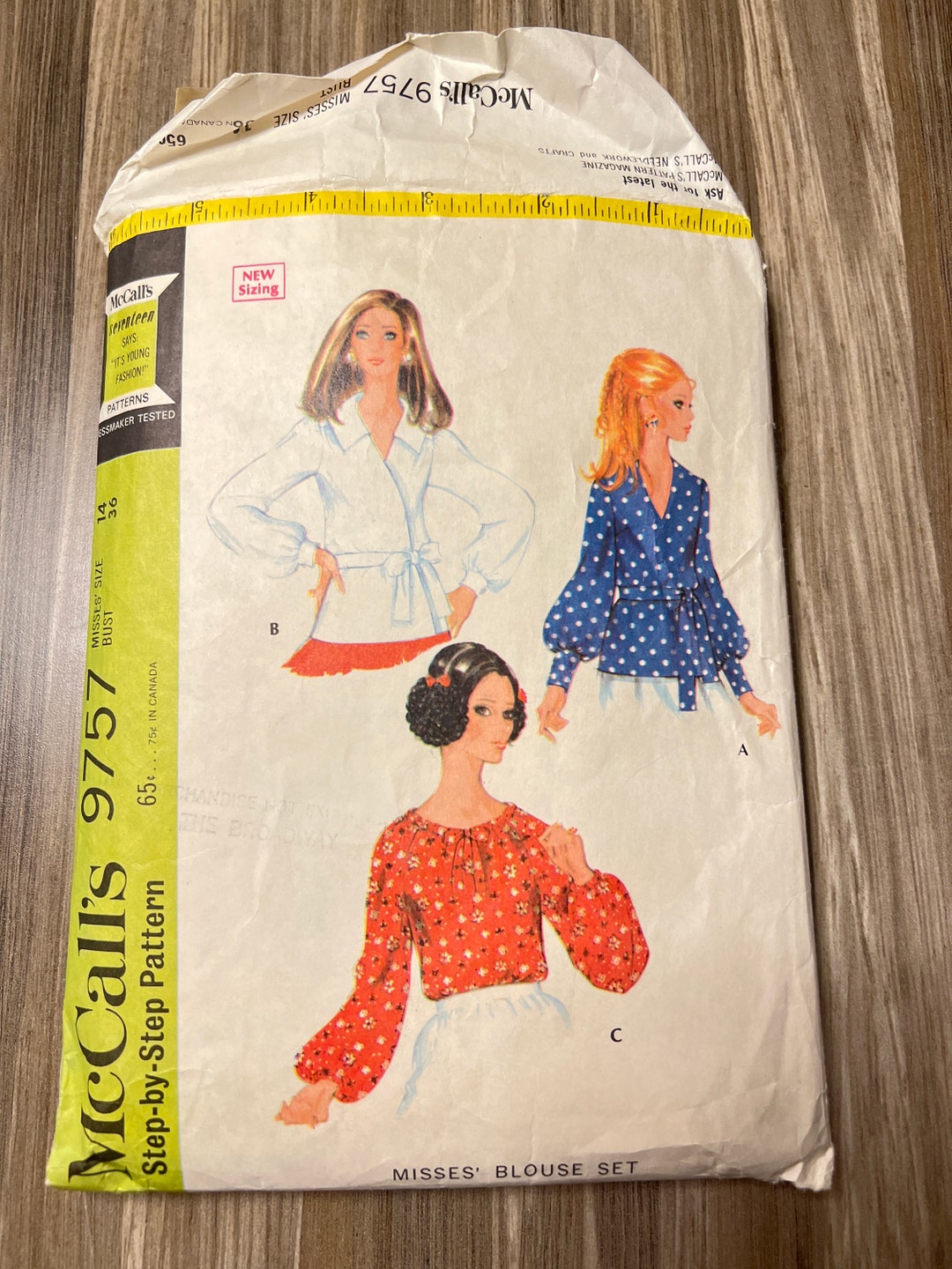 1969 Mccall's Sewing Pattern 9757 Misses Loose Fitting Gypsy Long ...