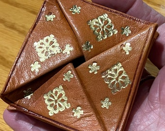 Moroccan Folding Wallet Coin Purse Jewelry Holder Leather Florentine Handmade Pocket Unisex 2 3/4”- coin purse, leather coin purse