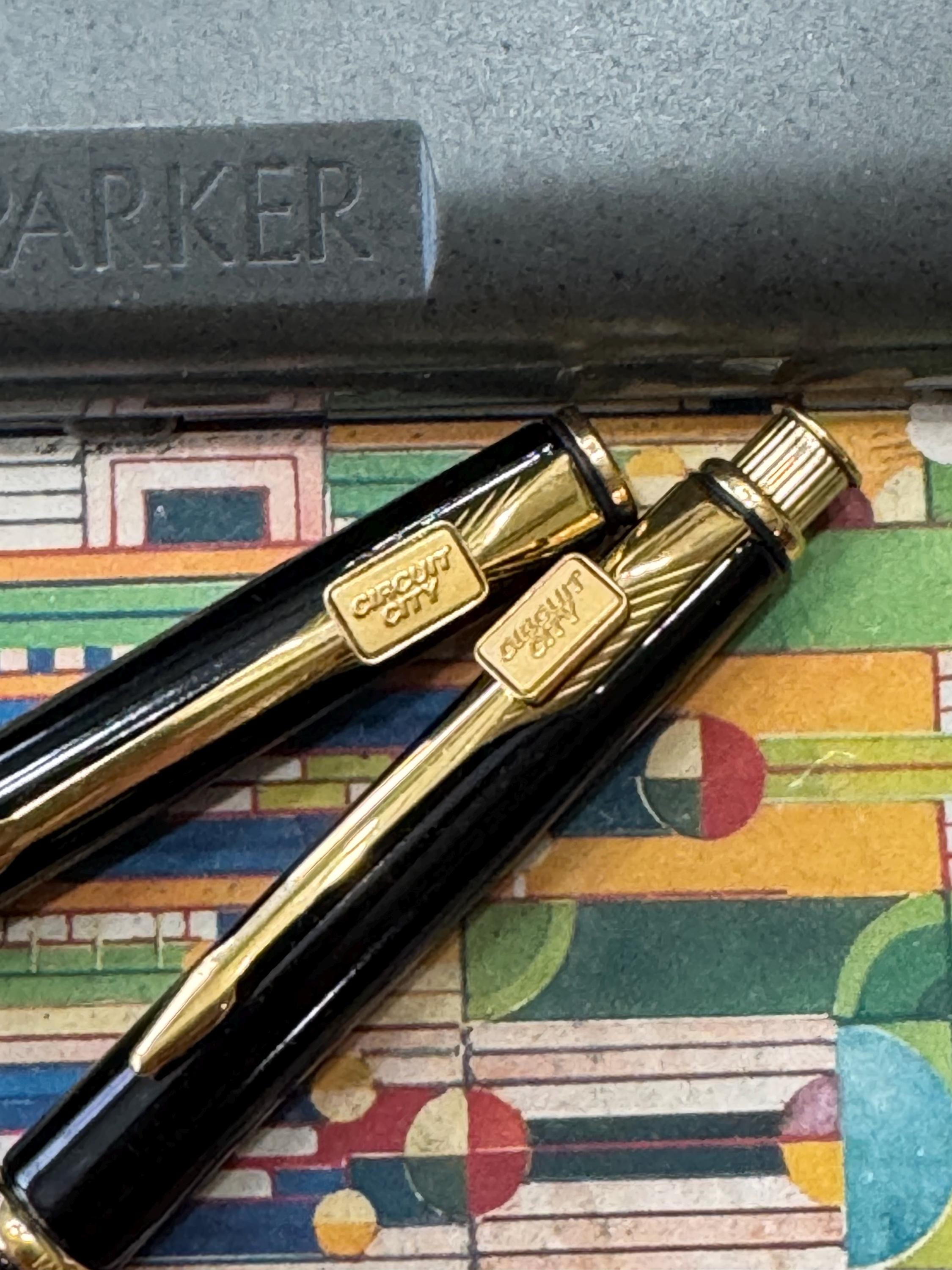 NOS Parker INSIGNIA Black & Gold Ballpoint Pen and Pencil Set in