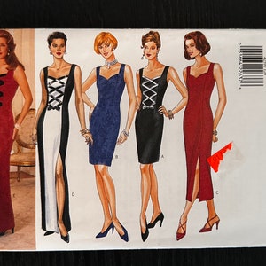 1995 Butterick Sewing Pattern 4259 Misses Corset Look Dress Ribbon Detail Long or Short Evening Dress Size 12 -16 Uncut ~formal dress