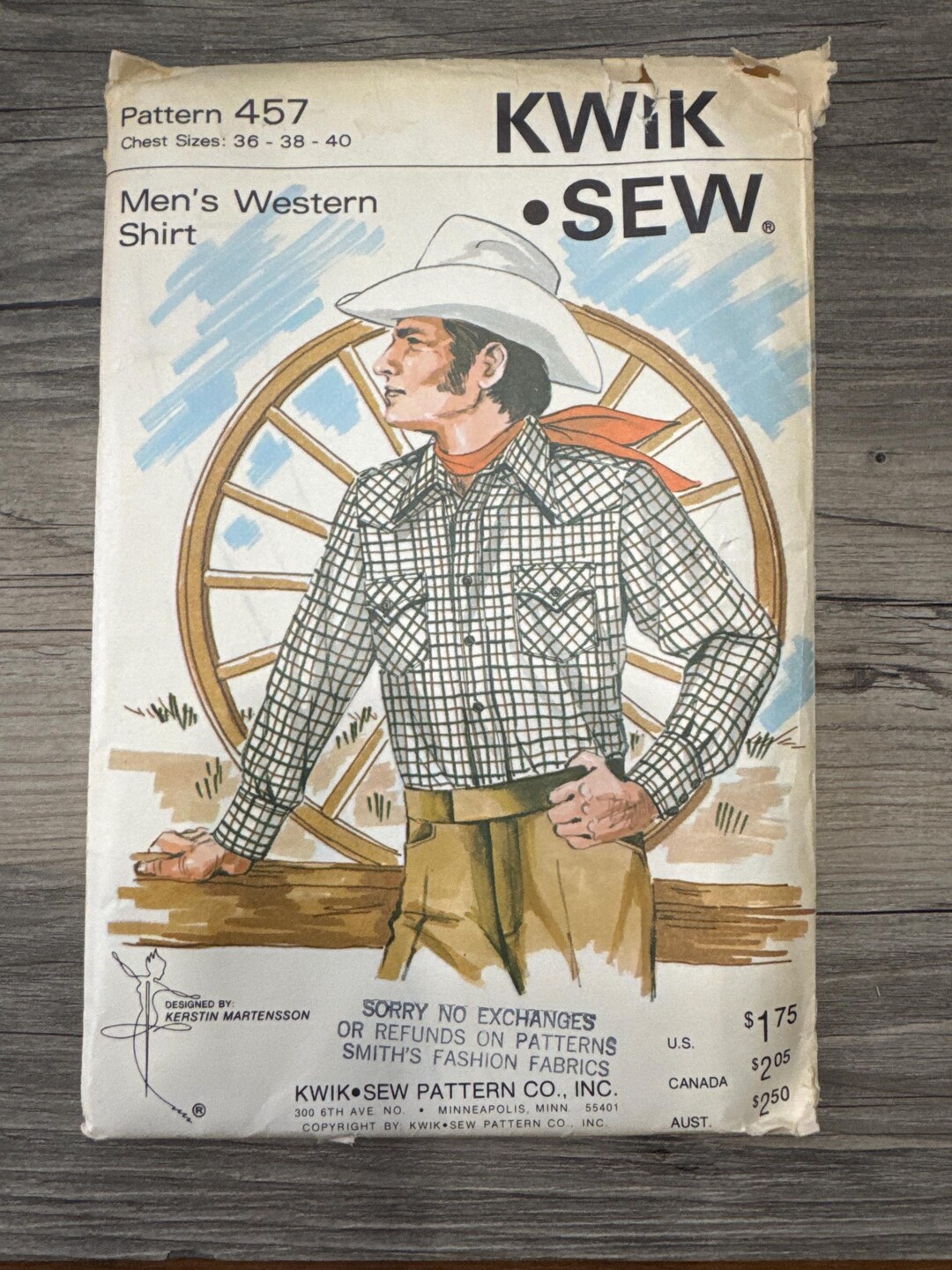 1960’s Kwik Sew Men's Sewing Pattern 457 Mens Detailed Western Cowboy ...