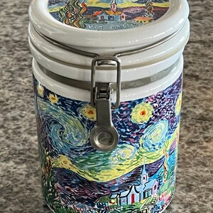 Ceramic Candle Holder Van Gogh Oil Painting Storage Jars with Lid