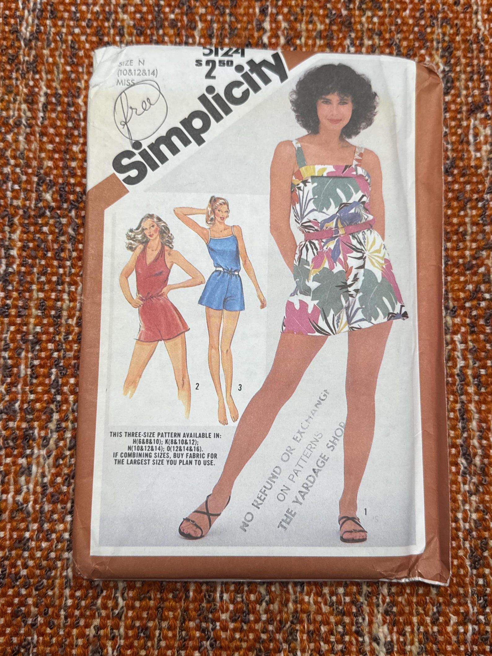 1981 Simplicity 5124 Sewing Pattern Misses Short Romper 3 Styles Size ...