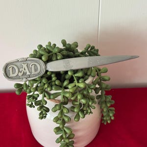 Vintage &quot;DAD&quot; Metal Letter Opener 7 1/2&quot;~ Fathers day gift, Dad letter opener, silver letter opener, vintage office supply
