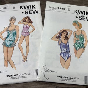 SCEGLI TU - Modello di cucito Kwik Sew 1586 o 1409 Misses Thigh High Thong Teddy o Tap Pants e canotta Taglia XS-L Non tagliato - Teddy anni &#39;90