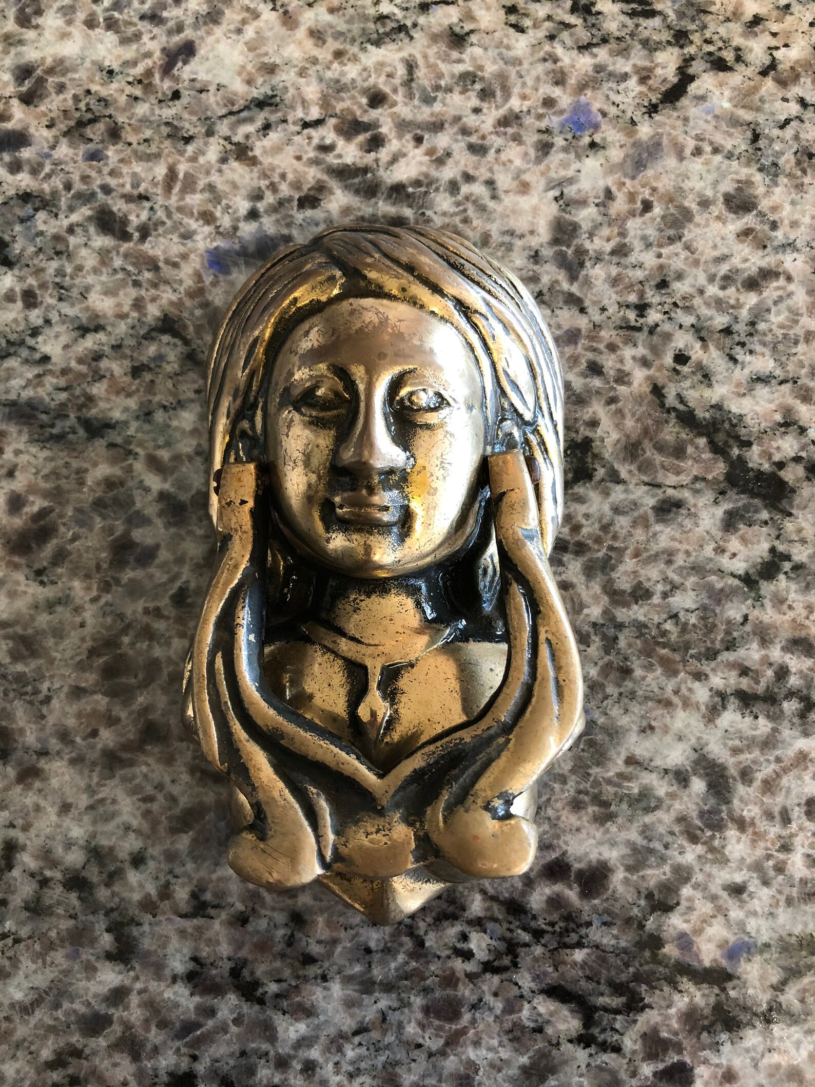 Vintage Solid Brass Ethnic Female Door Knocker Where You Knock Etsy