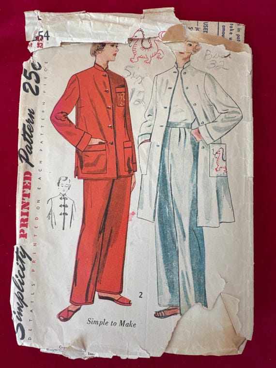 Patron Couture Vintage Modes De Paris - Pyjama Femme Taille 44, Occasion Ancien