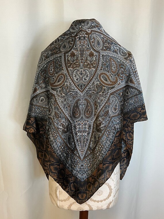 Echo Black and Brown Paisley Large Polyester Scar… - image 2