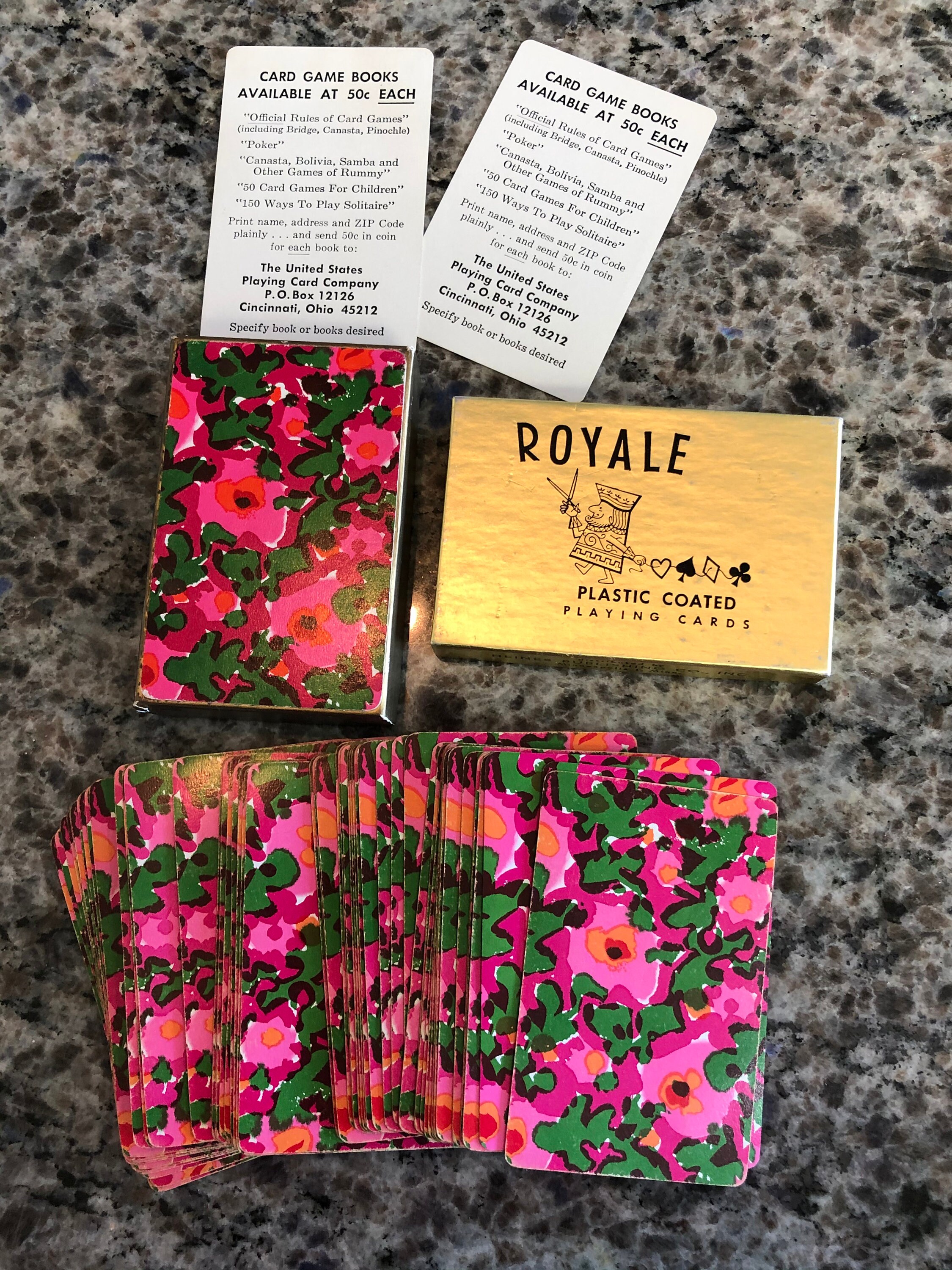 1960 S Vintage Hot Pink Floral Deck Of Royale Playing Etsy