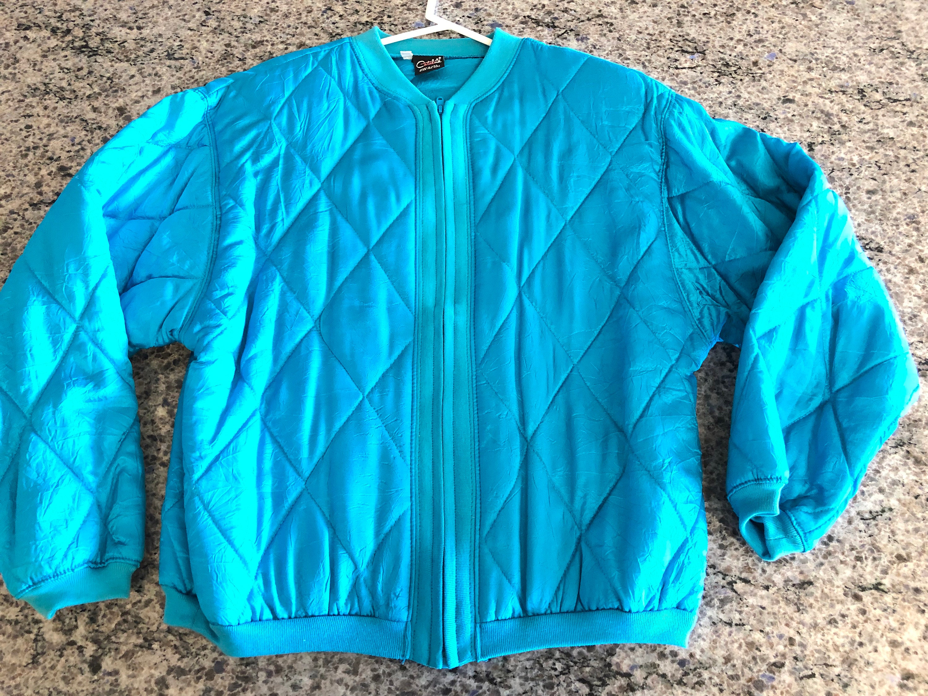 Vintage Catalina Womens Turquoise Blue Quilted Bomber Jacket Etsy