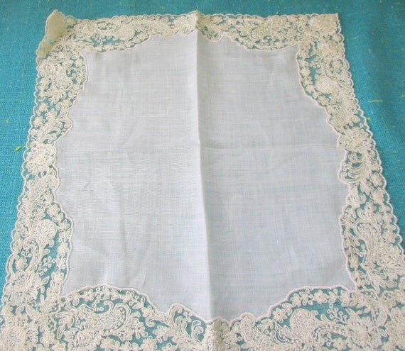 Vintage Creamy White Appenzell Lace with Floral E… - image 1