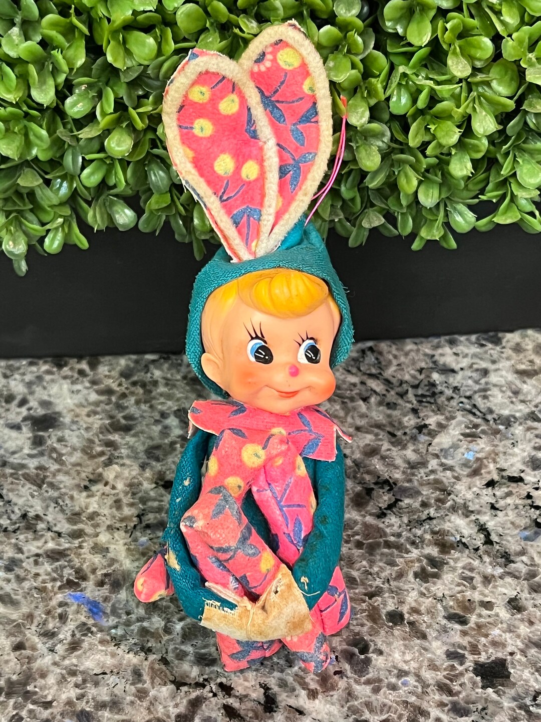 RARE Vintage Easter Bunny Felt Kneehugger Made in Japan 8 Easter Decor